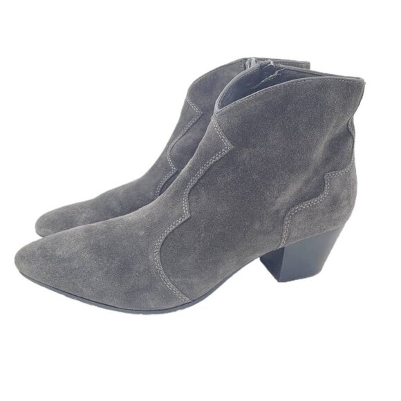 Ash Womens Cowboy Ankle Boots Booties Gray Block Heel Pointed Toe Zip 10 EUR 40 - Picture 1 of 9